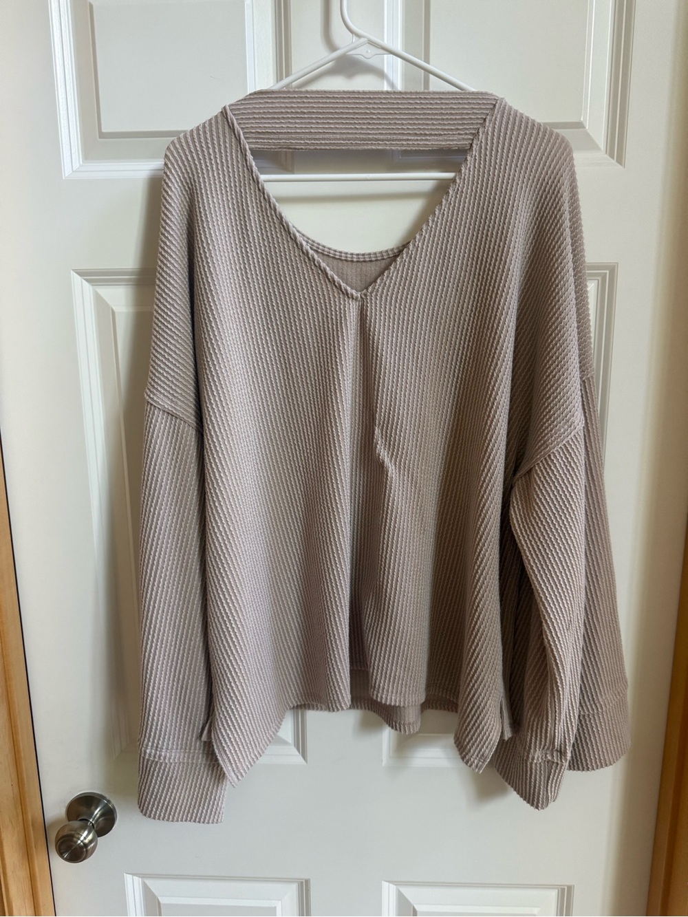 Three bird nest  Waffle-Knit Crewneck Sweater in Taupe size XL - Picture 2 of 3